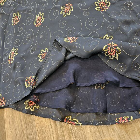 Vtg Amanda Smith Floral Midi Skirt Womens 2X Navy Boho Peasant Prairie Cottage - Picture 3 of 7